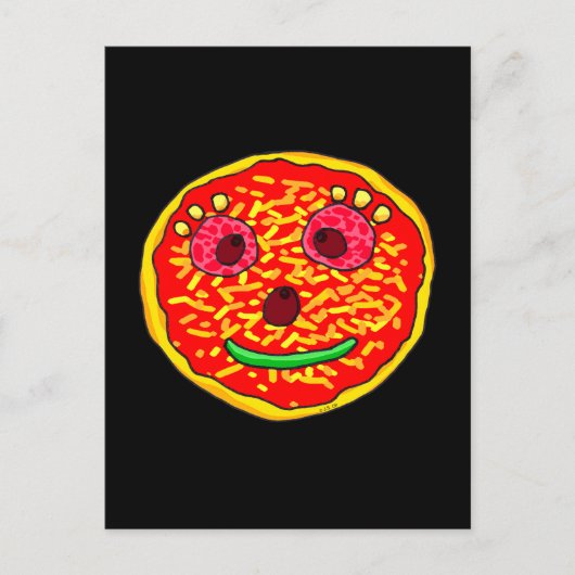 Illustratie van glimlachend pizzagezicht ontwerp briefkaart (Voorkant)