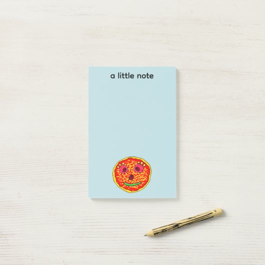 Illustratie van glimlachend pizzagezicht ontwerp post-it® notes (Op bureau)