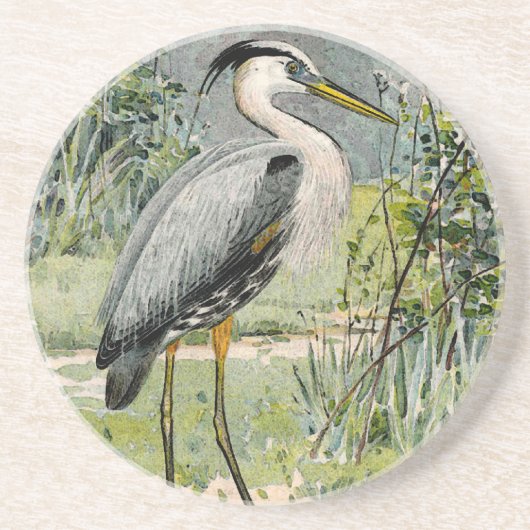 Illustratie van Great Blue Heron Zandsteen Onderzetter (Voorkant)