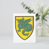 Illustratie van groene draak die uit rood steekt briefkaart (Staand voorkant)