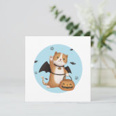 Illustratie van Halloween: Bat Cat Kaart (Staand voorkant)