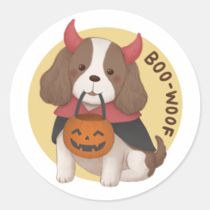 Illustratie van Halloween: Boo-Woof Ronde Sticker