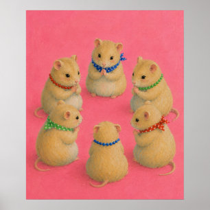 Illustratie van hamstervergadering in speelkamer v poster
