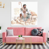 Illustratie van herder die zijn verloren schapen o canvas afdruk (Insitu (Woonkamer))