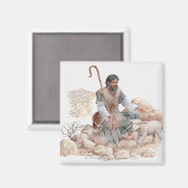 Illustratie van herder die zijn verloren schapen o magneet (Voorkant / Achterkant)