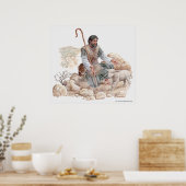 Illustratie van herder die zijn verloren schapen o poster (Keuken)