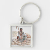 Illustratie van herder die zijn verloren schapen o sleutelhanger (Voorkant)