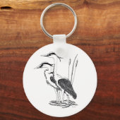 Illustratie van Heron op knoptoetsen Sleutelhanger (Voorkant)