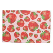 Illustratie van het Aardbeienpatroon op roze Kussensloop (Achterkant-Links)