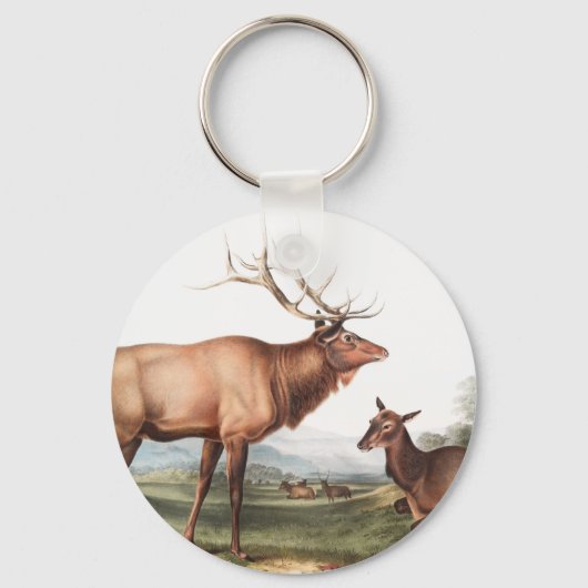 Illustratie van het Amerikaanse Elk (Cervus Canade Sleutelhanger (Voorkant)