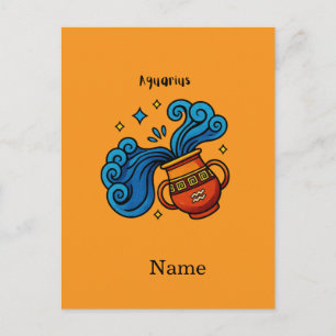 Illustratie van het Aquarius-sterrenbeeld in carto Briefkaart