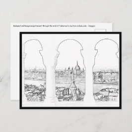 Illustratie van het Boedapest- en hongaarse parlem Briefkaart