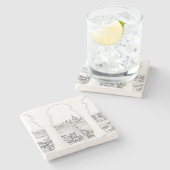 Illustratie van het Boedapest- en hongaarse parlem Stenen Onderzetter (Zijkant)