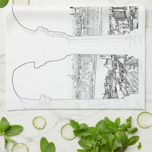 Illustratie van het Boedapest- en hongaarse parlem Theedoek (Gevouwen)