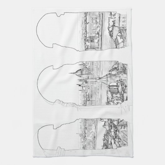 Illustratie van het Boedapest- en hongaarse parlem Theedoek (Verticaal)