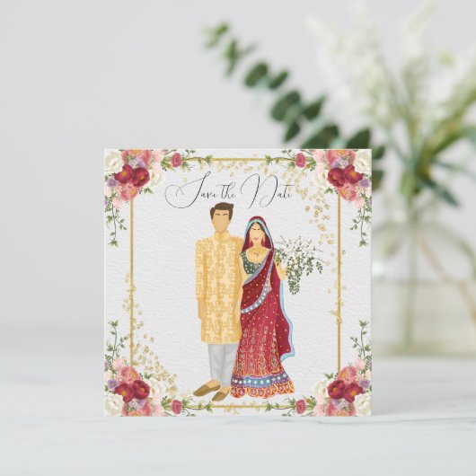 Illustratie van het Bollywood-koppel bruiloft (Staand voorkant)