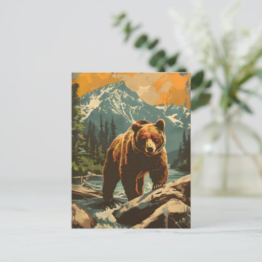 Illustratie van het Bruine Beer Briefkaart (Staand voorkant)