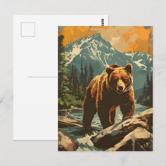  Illustratie van het Bruine Beer Briefkaart (Voorkant / Achterkant)