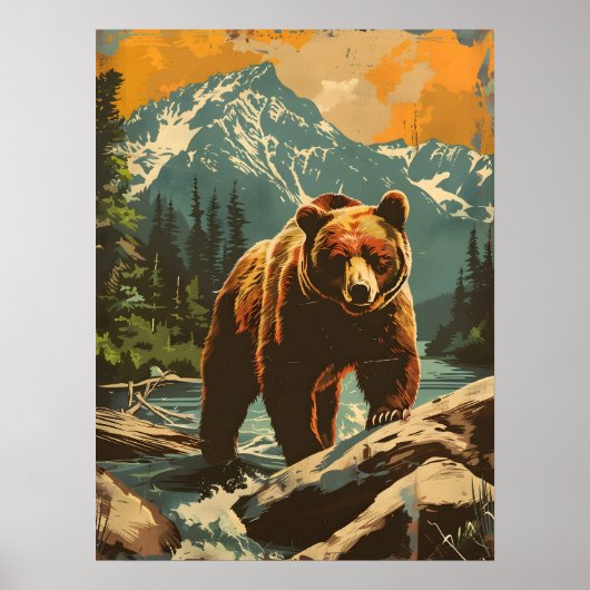  Illustratie van het Bruine Beer Poster (Voorkant)