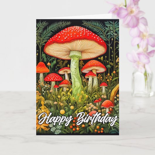 Illustratie van het creatieve paddenstoelenbos kaart (Orchidee)