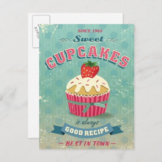 Illustratie van het  cupcakes-teken briefkaart (Voorkant / Achterkant)