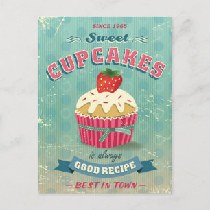 Illustratie van het  cupcakes-teken briefkaart