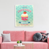 Illustratie van het  cupcakes-teken canvas afdruk (Insitu (Woonkamer))