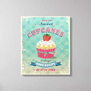 Illustratie van het cupcakes-teken canvas afdruk