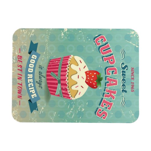 Illustratie van het  cupcakes-teken magneet (Horizontaal)