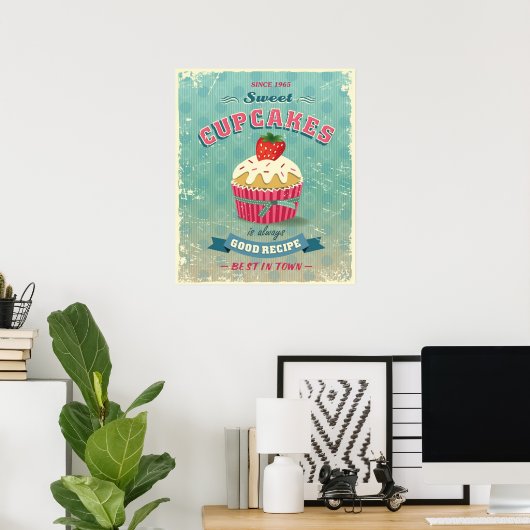 Illustratie van het  cupcakes-teken poster (Thuiskantoor)