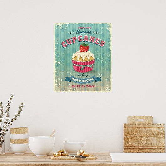 Illustratie van het cupcakes-teken poster (Keuken)