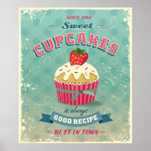 Illustratie van het cupcakes-teken poster