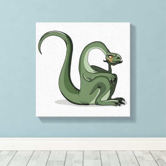 Illustratie van het denken van een Cartoon brontos Canvas Afdruk (Insitu (Houten vloer))