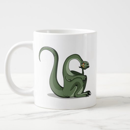 Illustratie van het denken van een Cartoon brontos Grote Koffiekop (Links)