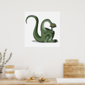 Illustratie van het denken van een Cartoon brontos Poster (Keuken)