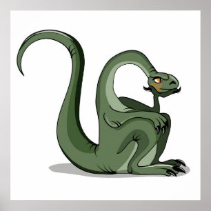 Illustratie van het denken van een Cartoon brontos Poster