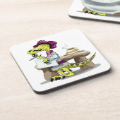 Illustratie van het denken van een Cartoon raptor. Bier Onderzetter (Linkerzijde)