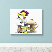 Illustratie van het denken van een Cartoon raptor. Canvas Afdruk (Insitu (Houten vloer))