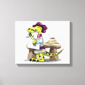 Illustratie van het denken van een Cartoon raptor. Canvas Afdruk (Voorkant)