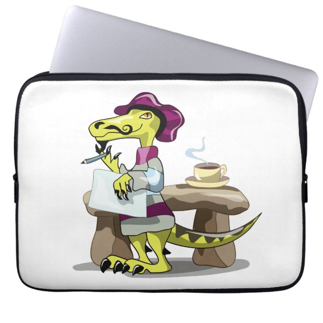 Illustratie van het denken van een Cartoon raptor. Laptop Sleeve (Voorkant)