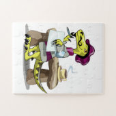 Illustratie van het denken van een Cartoon raptor. Legpuzzel (Horizontaal)