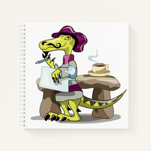 Illustratie van het denken van een Cartoon raptor. Notitieboek (Voorkant)