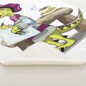 Illustratie van het denken van een Cartoon raptor. Sherpa Deken (3/4)