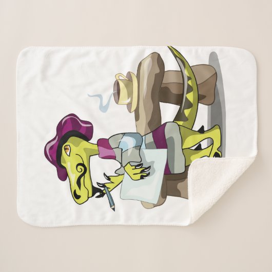 Illustratie van het denken van een Cartoon raptor. Sherpa Deken (Voorkant (horizontaal))