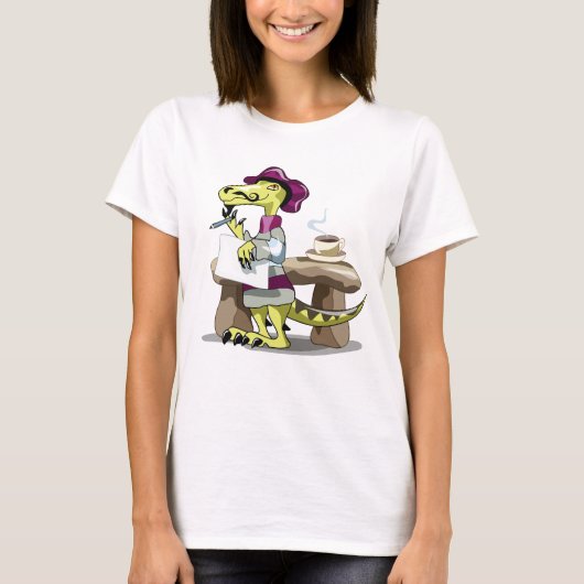 Illustratie van het denken van een Cartoon raptor. T-shirt (Voorkant)