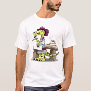Illustratie van het denken van een Cartoon raptor. T-shirt