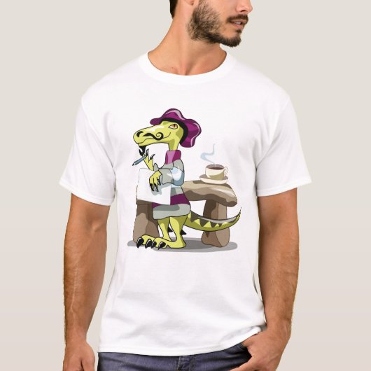 Illustratie van het denken van een Cartoon raptor. T-shirt (Voorkant)