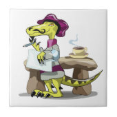 Illustratie van het denken van een Cartoon raptor. Tegeltje (Voorkant)