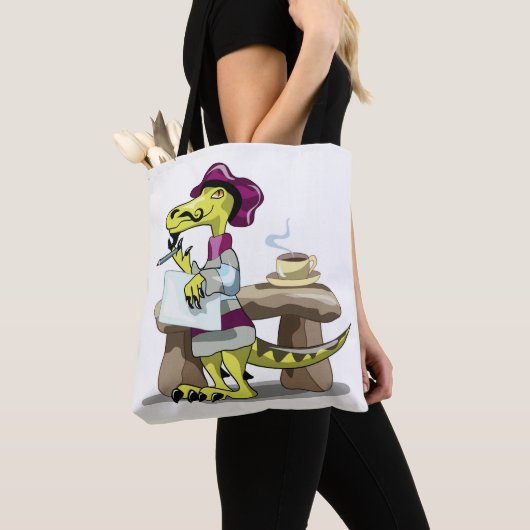 Illustratie van het denken van een Cartoon raptor. Tote Bag (Dichtbij)