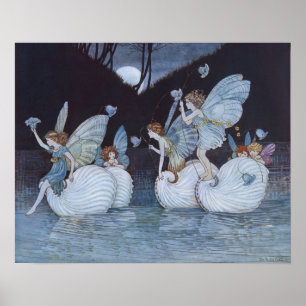 Illustratie van het  eiland Fairy, Retro Poster